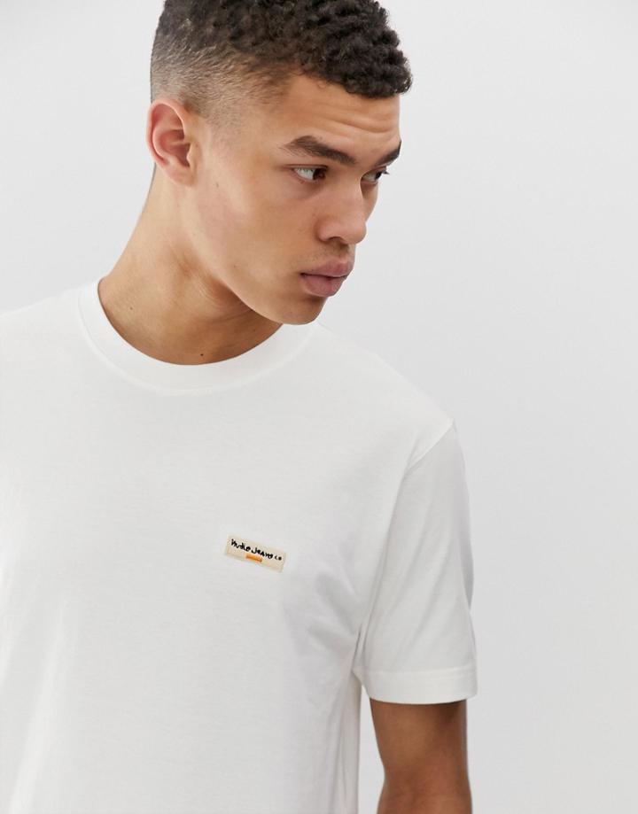 Nudie Jeans Co Daniel Logo T-shirt In Off White - White
