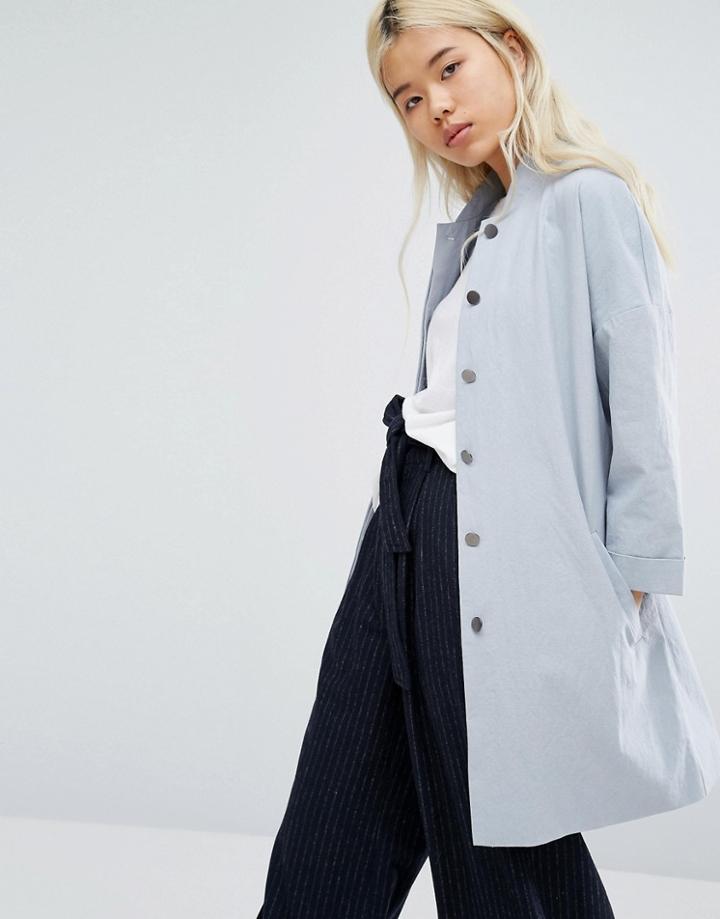 Native Youth Oversized Kimono Sleeve Jacket - Gray