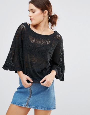 Uncivilised Garcia Crochet Cape - Black