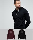 Asos Hoodie 2 Pack Black/burgundy Save - Multi