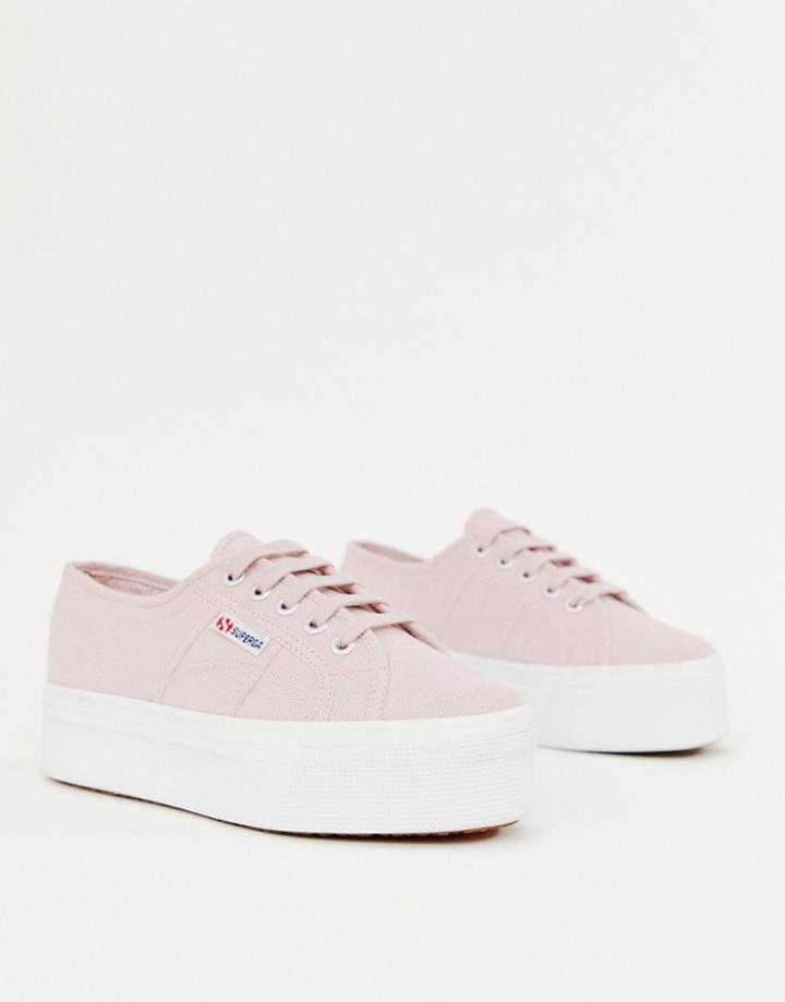 Superga 2790 Pink Chunky Flatform Sneakers With White Sole