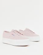 Superga 2790 Pink Chunky Flatform Sneakers With White Sole