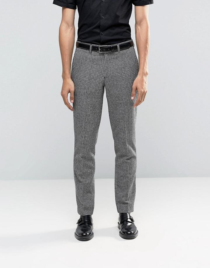 Feraud Heritage Premium Wool And Cashmere Blend Mini Dog Tooth Check Suit Trousers - Black
