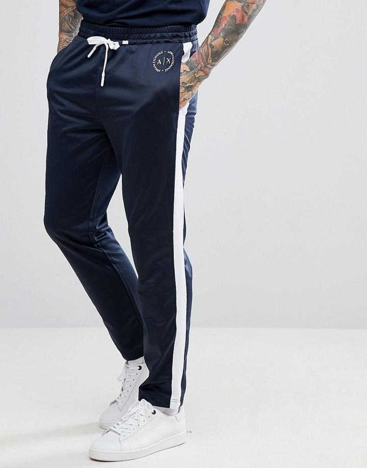 Armani Exchange Tricot Side Stripe Sweat Joggers In Navy - Navy