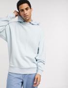 Asos Design Oversized Hoodie With Nylon Hood In Light Blue-grey