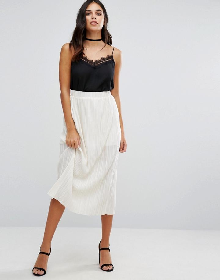 Love Pleated Midi Skirt - Cream