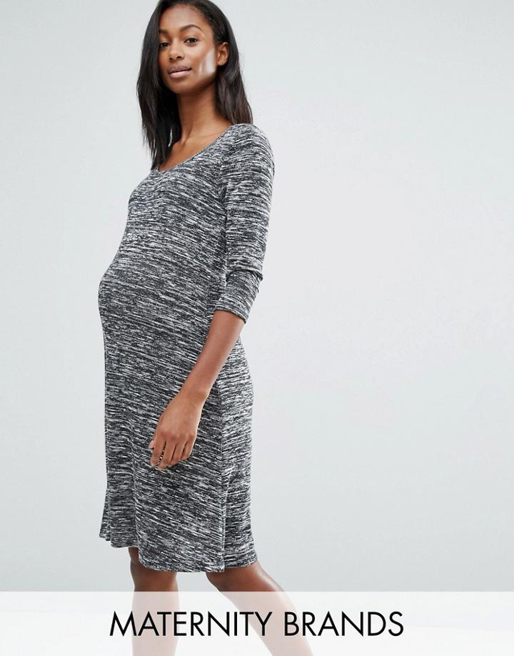 Mama. Licious Marl Skater Dress - Gray