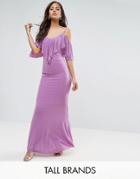 City Goddess Tall Maxi Dress With Frill Detail - Purple