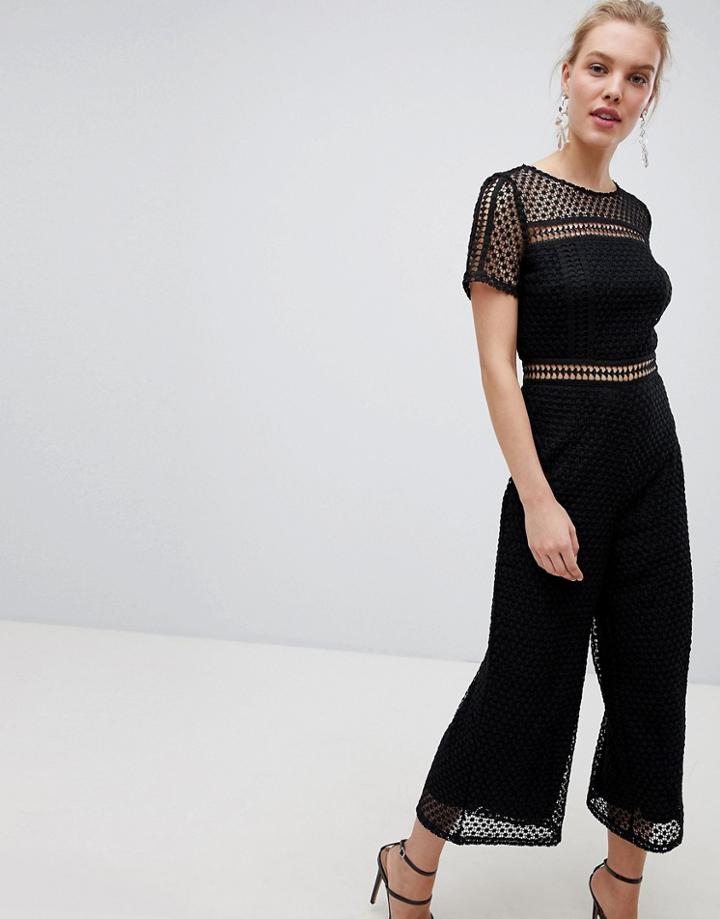 Liquorish Lace Jumpsuit - Black