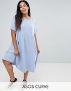 Asos Curve Ultimate Midi Smock Dress - Blue