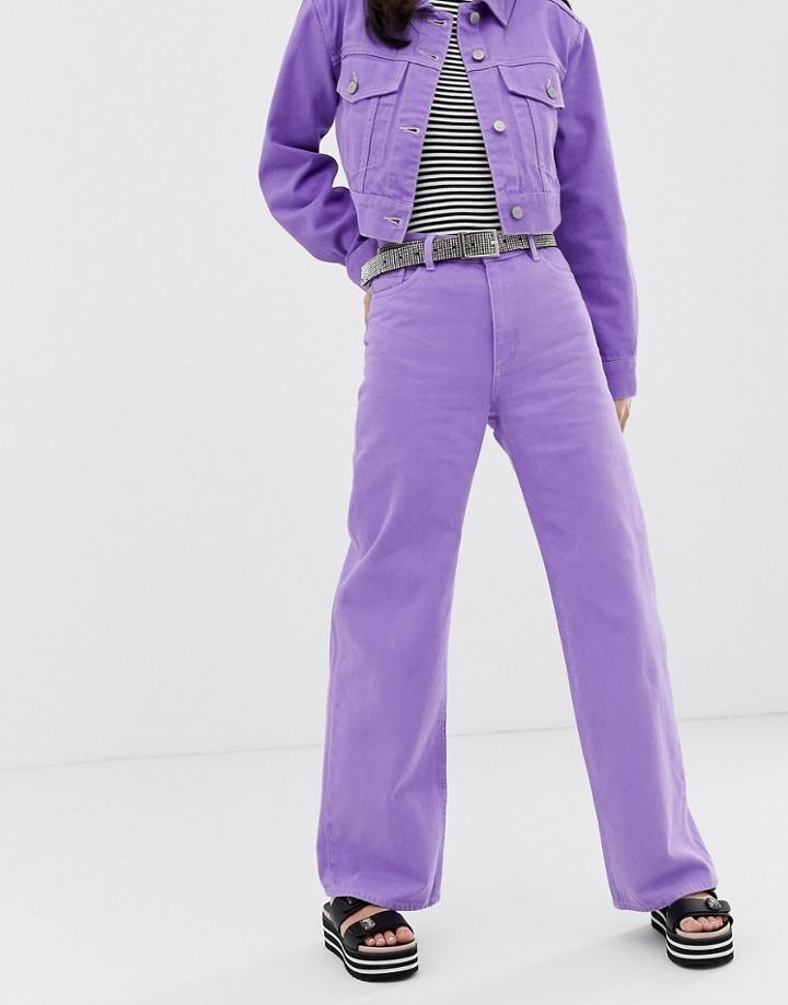 Monki Wide Leg Denim Jeans With Organic Cotton In Lilac Two-piece - Purple