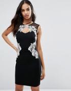 Michelle Keegan Loves Lipsy Floral Lace Bodycon Dress - Black