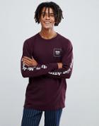 Wood Wood Han Long Sleeve T-shirt With Logo In Burgundy - Red