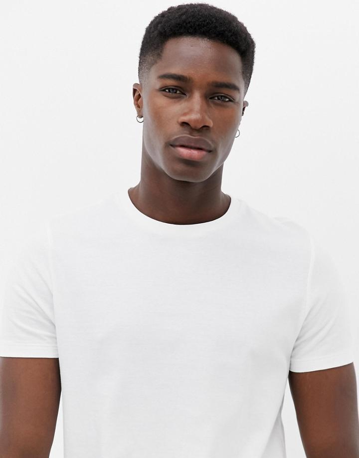 Asos Design Organic T-shirt With Crew Neck In White - White