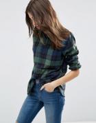 Asos Boyfriend Green & Navy Check Shirt - Multi