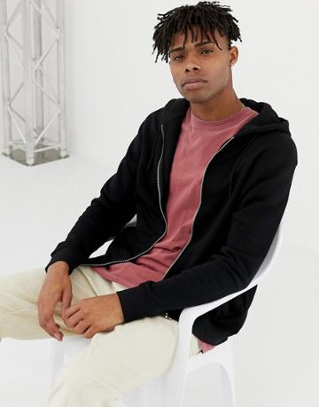 Weekday Bom Zip Hoodie In Black - Black