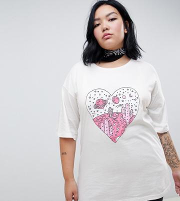 Chorus Plus Boyfriend T-shirt With Space Desert Print - Cream