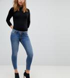 Asos Design Petite Whitby Low Rise Skinny Jeans In Andie Dark Stone Wash-blue