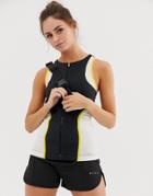 Asos 4505 Zip Through Run Tank With Tape And Mesh Detail-multi