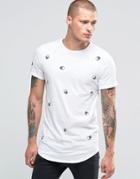 Religion T-shirt With All Over Embroided Skull - White