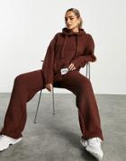 Asos Design Weekend Collective Knitted Wide Leg Pants In Brown
