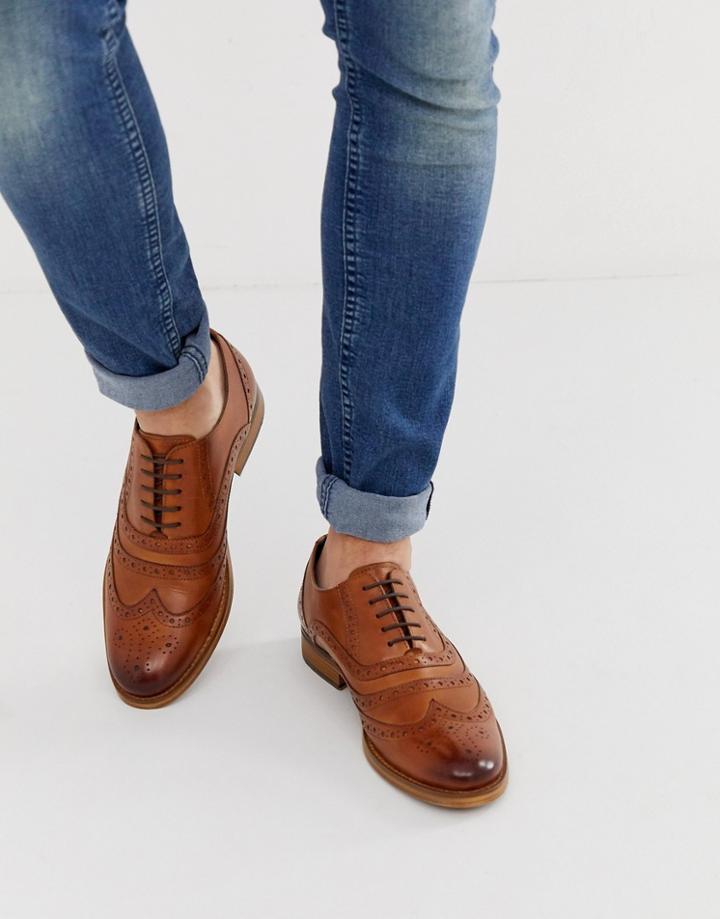 Silver Street Leather Brogue Shoe In Tan - Tan