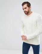 Asos Cable Knit Sweater In Ecru - Beige