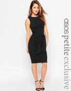 Asos Petite Ribbed Tie Front Dress - Black