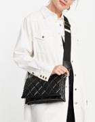 Asos Design Multi Gusset Crossbody Bag In Black Padded Diamond Quilt