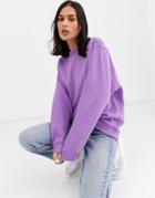Monki Round Neck Oversized Sweatshirt In Purple