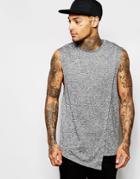 Asos Neppy Longline Sleeveless T-shirt With Mock Double Layer - Gray