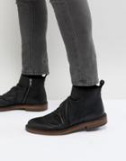Walk London Leather Zip Boots In Black - Black