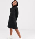 Only Petite Long Sleeve Knitted Mini Dress-gray