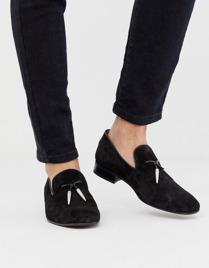Jeffery West Jung Tassel Loafers In Black Suede