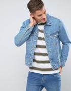 Mango Man Denim Jacket In Light Wash - Blue