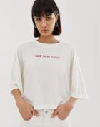 Weekday Recycled Edition T-shirt Dare To Be Bored In White - White