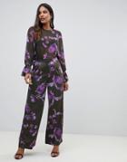 Y.a.s Floral High Waisted Pants - Multi