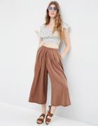 Asos Pleated Drape Culottes - Washed Brown