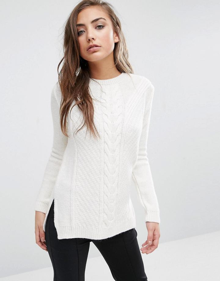 Miss Selfridge Cable Knit Sweater - Cream