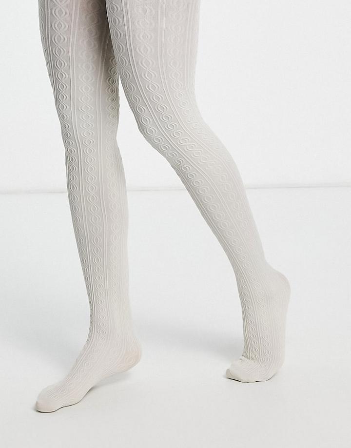 Gipsy Cable Knit Tights In Cream-white