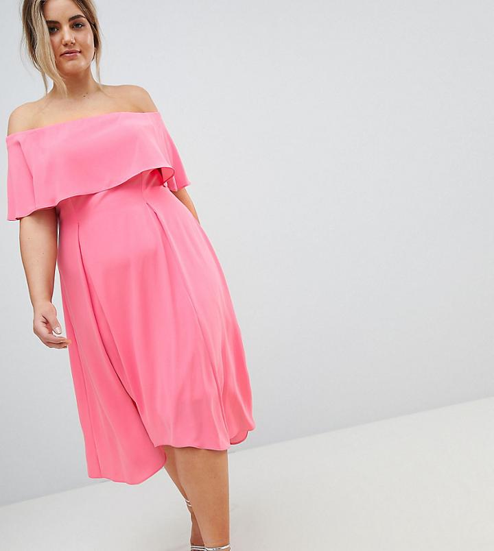 Coast Plus Bonnie Bardot Midi Dress - Pink