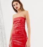Warehouse X Ashish Sequin Bandeau Dress In Red - Red