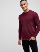 New Look Sweatshirt With Crew Neck In Burgundy - Red