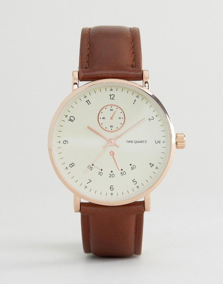 Asos Watch With Tan Strap - Tan