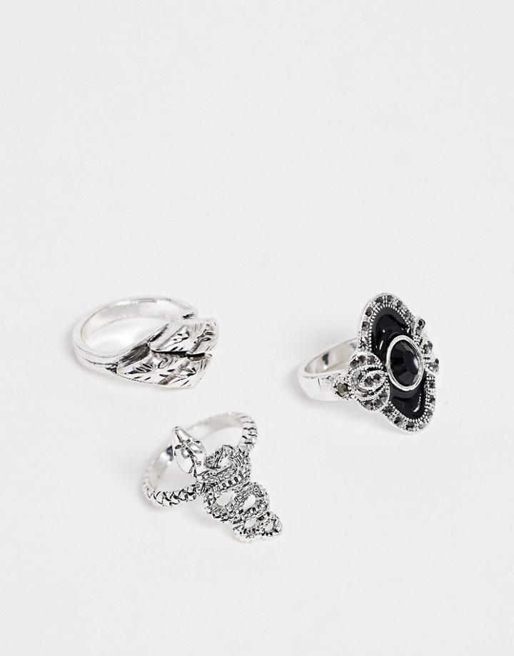 Sacred Hawk Silver Snake Multi Ring Pack