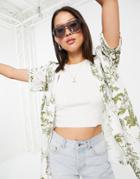 Topshop Palm Tree Print Oversize Resort Shirt In Multi