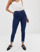 New Look High Waist Skinny Jean In Mid Blue - Blue