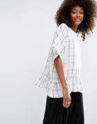 Asos Oversized Cotton Top In Grid Check - Multi