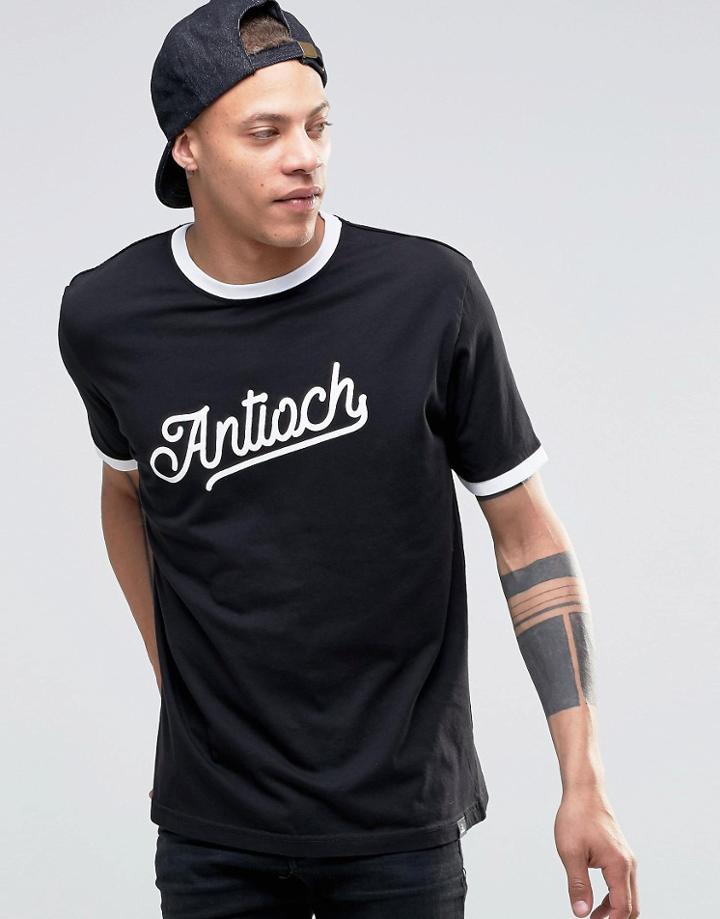 Antioch Script Logo Ringer T-shirt - Black
