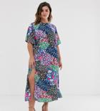 John Zack Plus Scarf Print Midaxi Dress In Multi Print - Multi